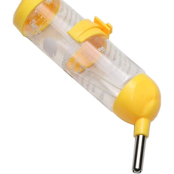 3 i 1 Hamster Hengevannsflaske Kjæledyr Automatisk Dispenser Med Base For Dverghamster Mus Rotte Pinnsvin yellow 80ML