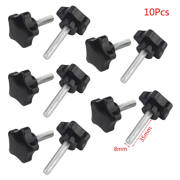 10 st M6/m8 handskruv Femstjärnigt format huvudgänga klämskruvar Bultknopp 8*35mm