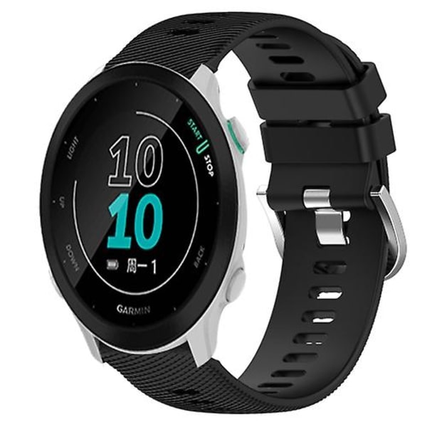 Til Garmin Forerunner 158 20mm ensfarvet blød silikone urrem Black