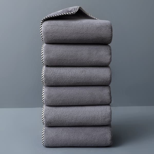 Husholdningshåndklæder i koralfleece, bløde og absorberende (6 stk. grå/40x80 cm)