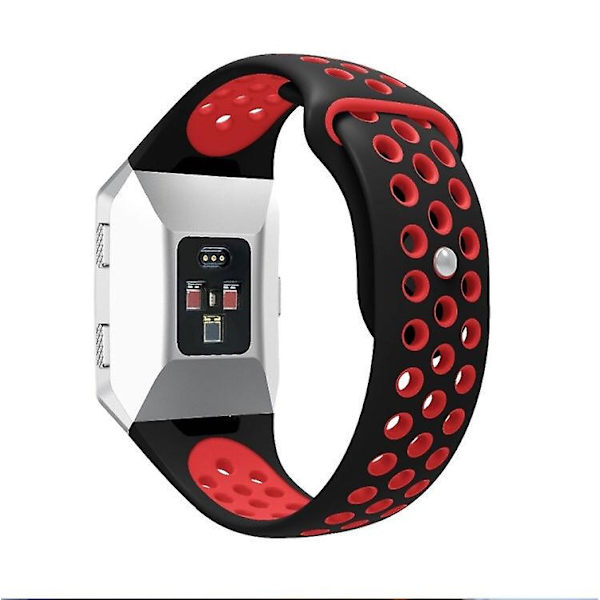 For Fitbit Ionic pustende tofarget silikonklokkerem Black Red