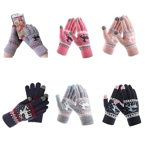 Varma Fawn Handskar Dam Touch Screen Handskar Vinter Utomhus Vantar Julklappar Black