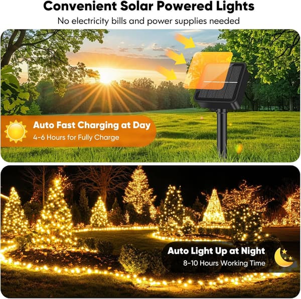 2 stk. udendørs vandtætte solcellelyskæder, jule- og halloweenlys, 8 tilstande Purple 12m 100LED