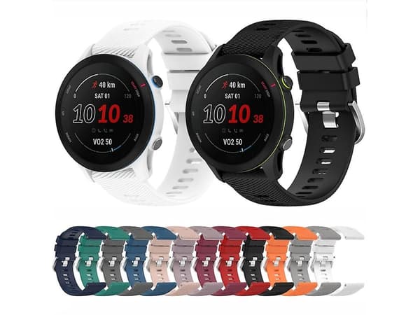 Rem for Garmin Forerunner255 22Mm Krysstekstur Silikonklokke Rem Lys Grå