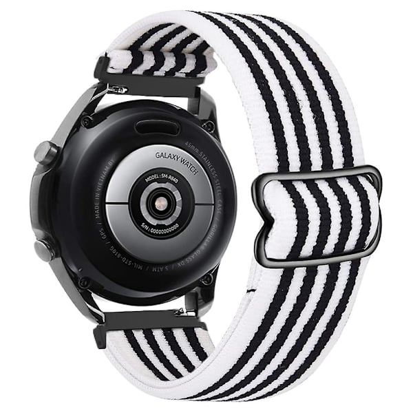 20 mm 22 mm bånd til Samsung Galaxy Watch 4/classic/3/5/pro/active 2 Gear S3 Elastic Nylon Loop Huawei Watch Gt 2 2e 3 Pro Strap stripe white black 22mm