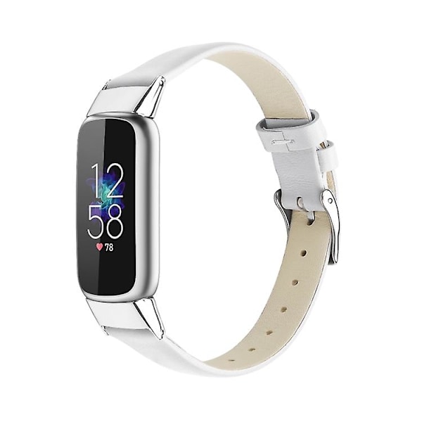 For Fitbit Luxe Leather Watch Band White