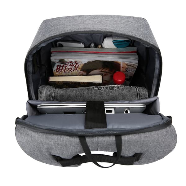 Laptopryggsäck med USB-laddningsportar, grå