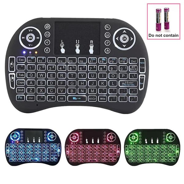 Mini 2.4ghz Multi-media Portable Wireless Handheld Mini Keyboard Backlit dry battery black