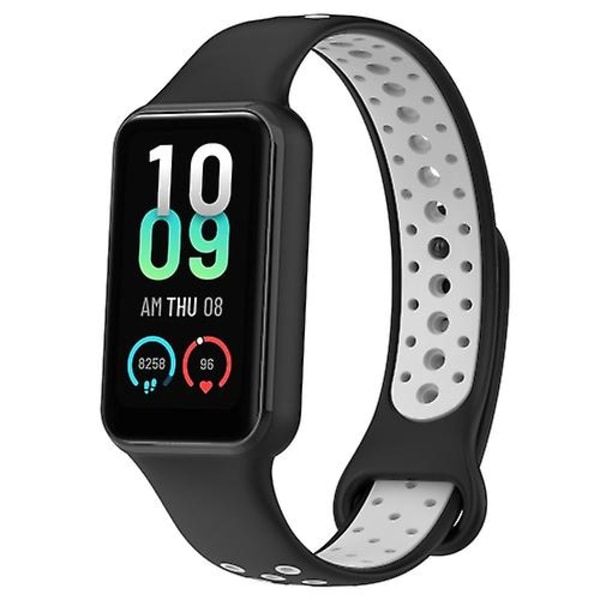 Til Amazfit Band 7 Loop To-farvet åndbart silikone urbånd Black-Grey