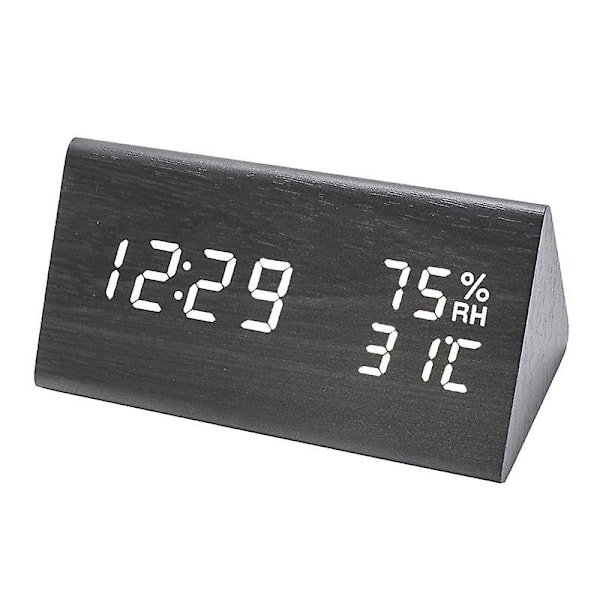 Alarmklokke Digital Alarmklokke, Bordklokke Med Natt LED, Dato, Stemmestyrt Klokke, Tre Digital Klokke, Intern Temperatur, 3 Justerbare Alarm G