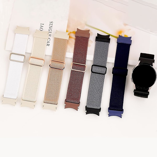 Elastisk Bånd for Galaxy Watch 7/6/5/4 40mm 44mm/5 Pro Bånd 45mm/Watch 6/4 Classic Bånd 46mm 42mm 47mm 43mm/FE Menn/Kvinner, Ingen Glippe Ett Klikk Nylon