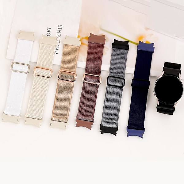 Elastisk rem til Galaxy Watch 7/6/5/4 40mm 44mm/5 Pro Rem 45mm/Watch 6/4 Classic Remme 46mm 42mm 47mm 43mm/FE Mænd/Kvinder, Ingen Mellemrum One Click Nylon