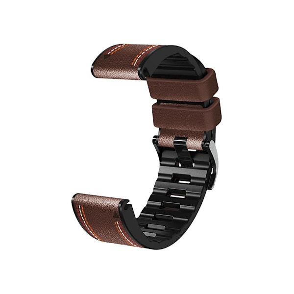 Rem til Garmin Fenix 7X Trefarvet syet silikone læder urrem Kaffe