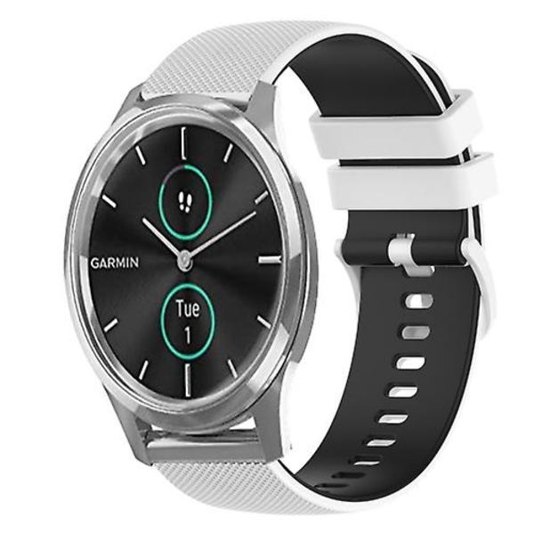 För Garmin Vivomove Luxe 20 mm rutigt tvåfärgat watch White-Black