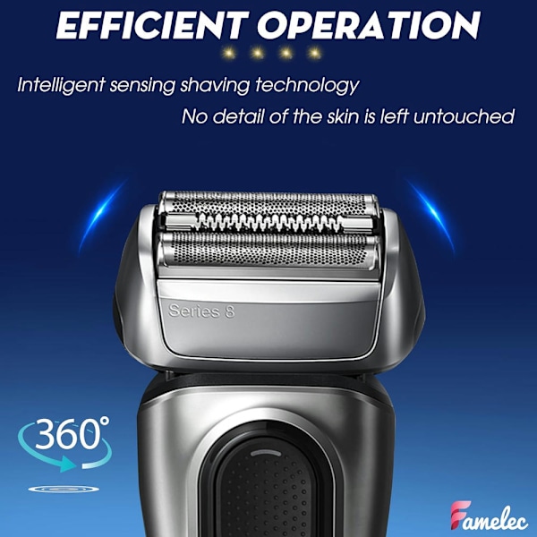 2-pakning 83M - Hovedbarbermaskin for Braun Series 8 Reservedeler 8370cc 8350s 8320s 8325s 8340s - Barbermaskin Reservedeler Barberblader Folie 2 Pack 83M