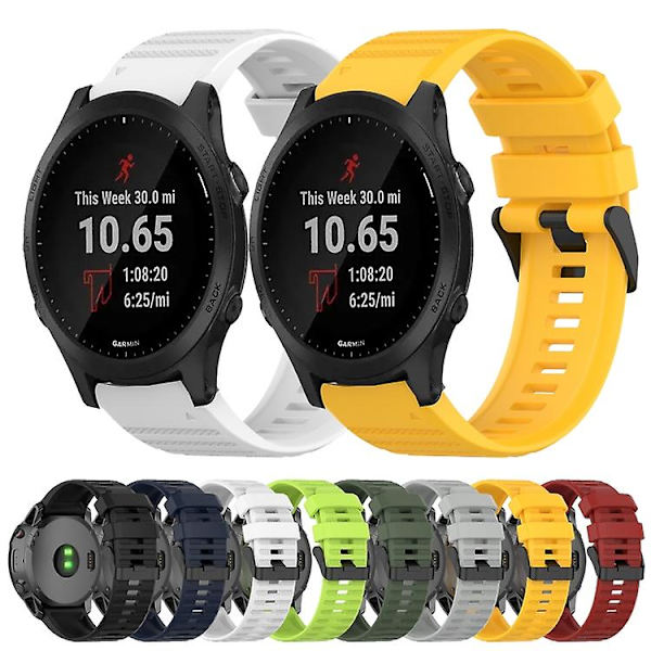 Til Garmin Forerunner 945 22 mm horisontal tekstur silikone urrem med afmonteringsværktøj Yellow