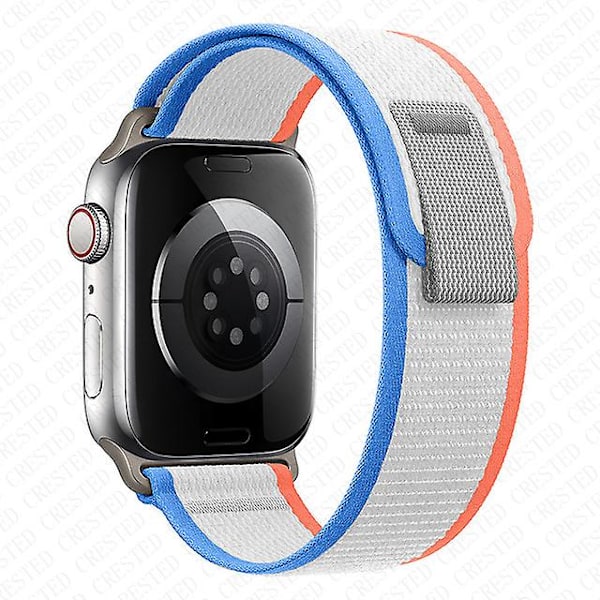 Band för Apple Watch Rem 49mm 44mm 40mm 45mm 41mm 42mm 38mm Correa Nylon Trail Loop Armband Iwatch Ultra Series 7 6 5 3 Se 8 orange-blue 38 40 41mm