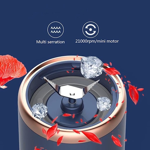Juice Blender 40W Blenderkopp Uppladdningsbar USB Dubbelkopp Blå