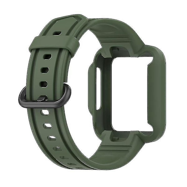 Xiaomi Redmi Watch/redmi Watch 2/mi Watch Lite/mi Watch Lite 2 älykellohihna pehmeä silikoni ranneke kellokuorella 1 Blackish green