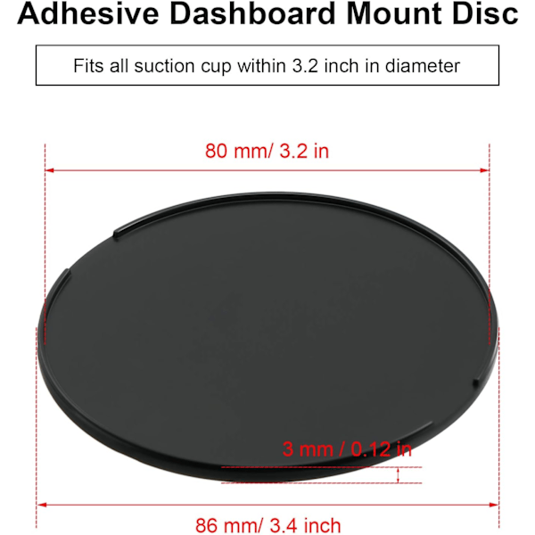 8-delt Disk Instrumentbræt Pad Monteringssugerkop Pad Disk
