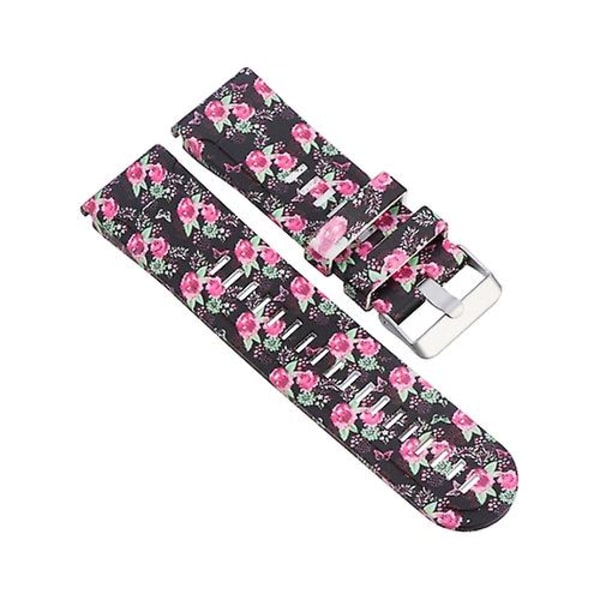 För Garmin Fenix ​​5x 26mm / Fenix3 Hr Silicone Watch Band Black Red Flowers)
