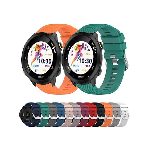 Rem til Garmin Forerunner 158 20Mm Sort Solid Farve Blød Silikone Urrem