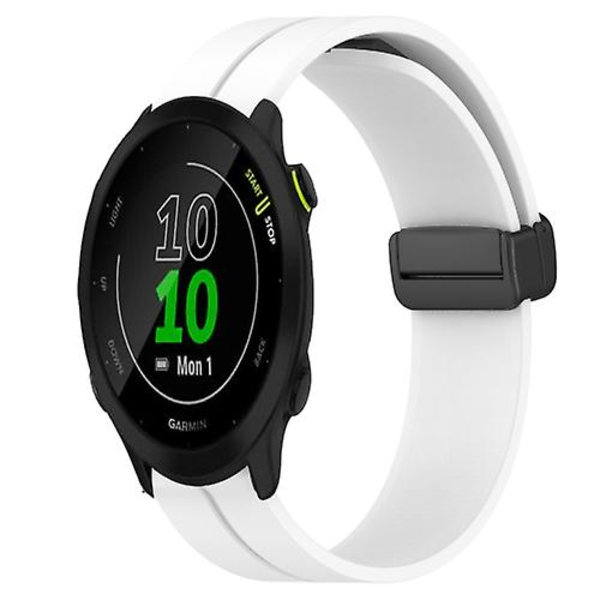 Til Garmin Forerunner 55 20mm Solid Color Magnetic Clasp Silikone urrem White