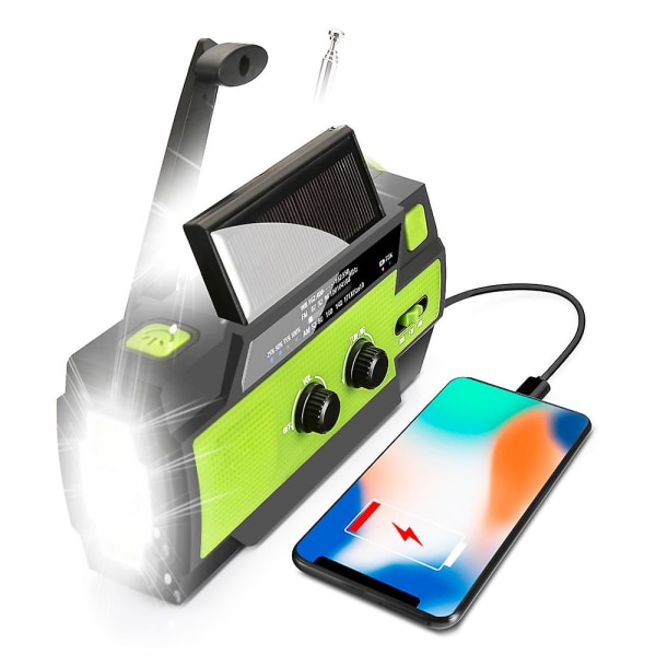 Emergency Solar Crank Power Smart Phone Lader Med Solcellepanel Radio Solar Charger Powerbank 4000mah