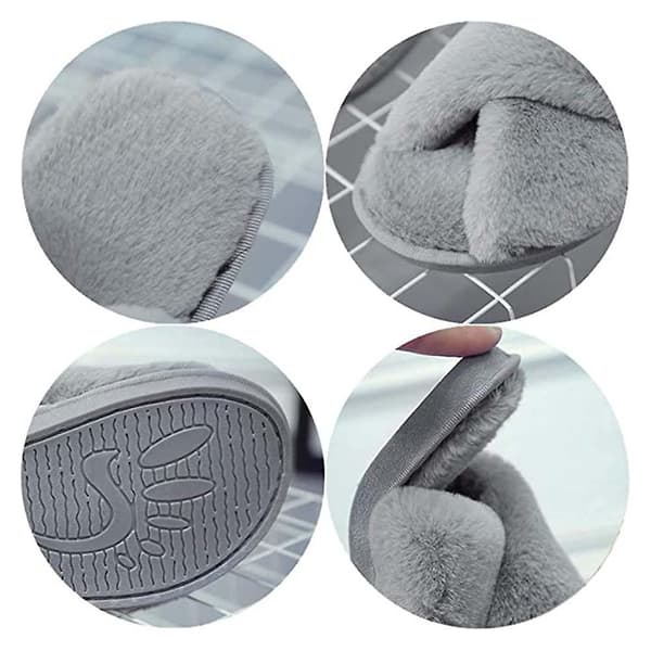 Damesko, åben tå fuzzy fluffy hjemmesko hyggeligt memory foam Grey 40-41