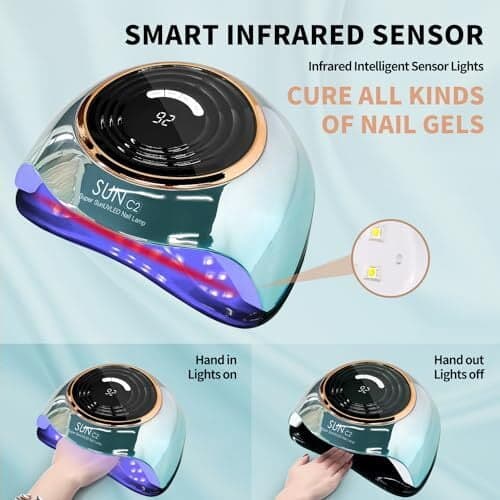 UV LED-lampe for neglkunst, 63 pærer, 4 timermoduser og automatisk sensor, Profesjonell UV-lampe for gelnegl