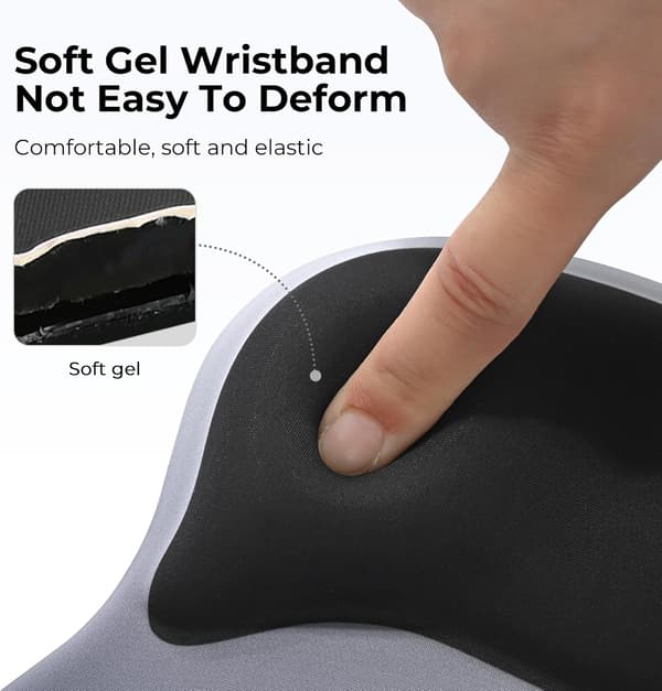 Ergonomisk musematte med gel håndleddsstøtte, lindrer håndleddssmerter (Cyan)