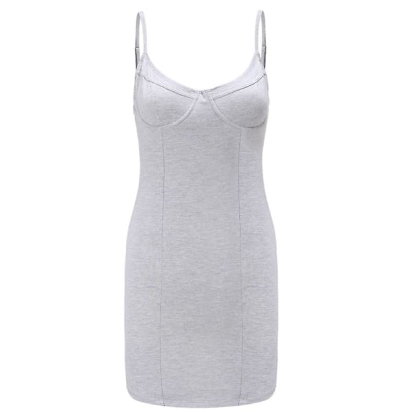 Kvinners Shapewear Bodydress Sexy Slim Body Sling Kort Skjørt Innpakket Rumpe Kjole Gray S