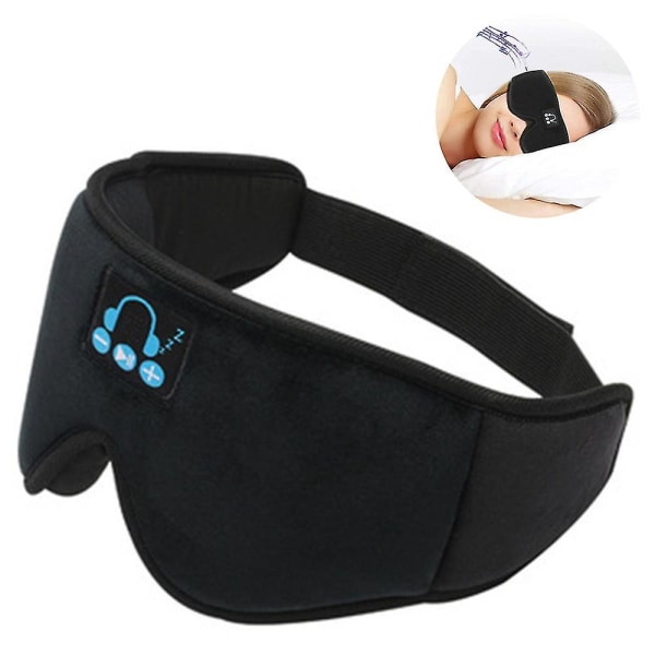Sovemaske med Bluetooth-hodetelefoner, 3d-sovende mørkleggende øyedeksel Black
