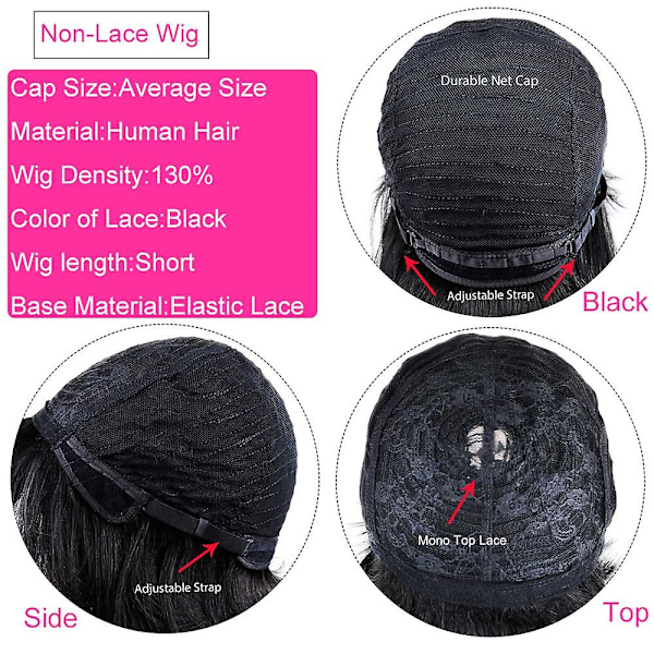 Kort människohår Pixie Peruker Pixie Cut Korta svarta vågiga peruker Layered Kort människohår Peruker för svarta kvinnor (pixie Cut Peruker, 1b#)