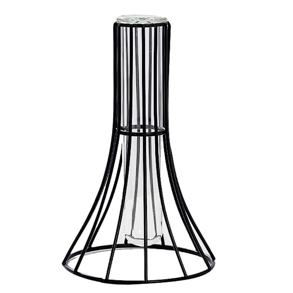 Nordisk enkel växtvas geometrisk glas provrör metallhållare modern heminredning Black B
