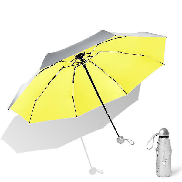 Solcreme Solskærm Paraply Kvinde Mini Paraply Lommebeskyttelse Foldbar Ultraviolet Beskyttelse Parasol Yellow