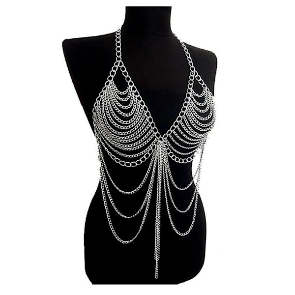 Ladies New Fashion Beach Chain Halskjede Alloy Chain BH Langt halskjede og anheng Silver