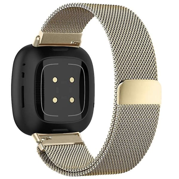 For Fitbit Versa 4 / Versa 3 20 mm Milanese Magnetic Metal Split Split Watch Band Retro Gold