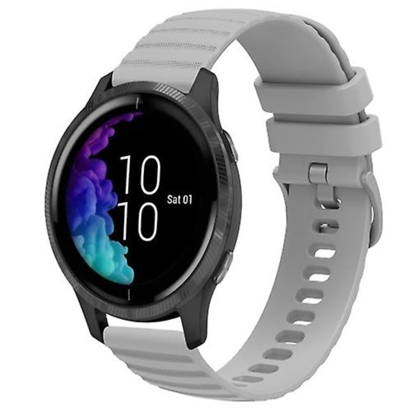 Til Garmin Venu 20 mm Wavy Dot Pattern Solid Color Silicone Watch Band Grey