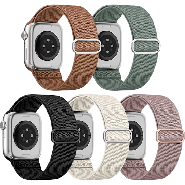 5-pakning elastisk nylon kompatibel med Apple Watch-reim 38 mm K 38mm/40mm/41mm