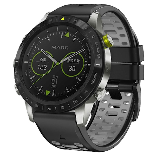 Silikonarmband för Garmin Fenix 7/ 7 Pro 22mm Tvåfärgad med 3 rader hål Black Grey