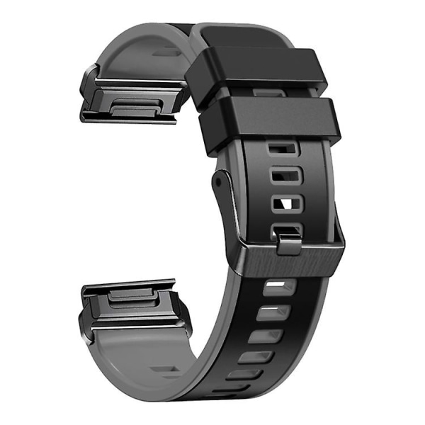 För Garmin Fenix ​​7x 26 mm Plain Weave Tvåfärgad Quick Release Silikon Watch Band Black Grey