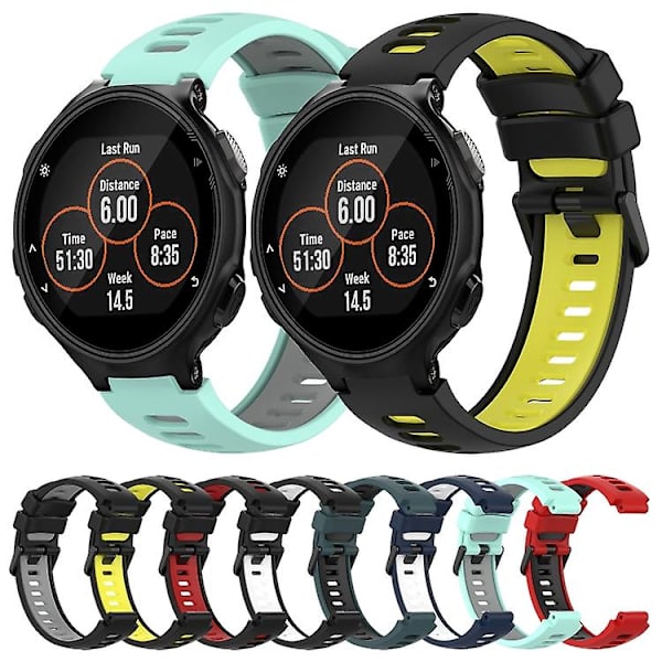 Til Garmin Forerunner 735 / 735xt tofarvet silikone urrem Olive Green - Black