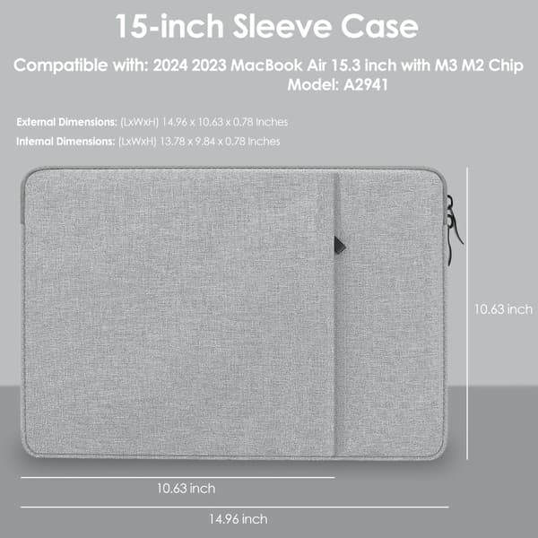 Laptopväska 15\" Enkel Laptop Canvas Väska Grå