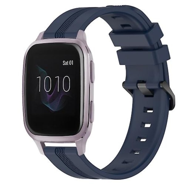For Garmin Venu Sq 20 mm konkav stripete Slicone Watch Band Navy Blue