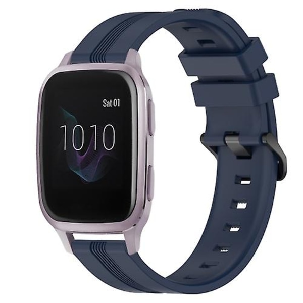 Til Garmin Venu Sq 20 mm konkav stribet Slicone urbånd Navy Blue