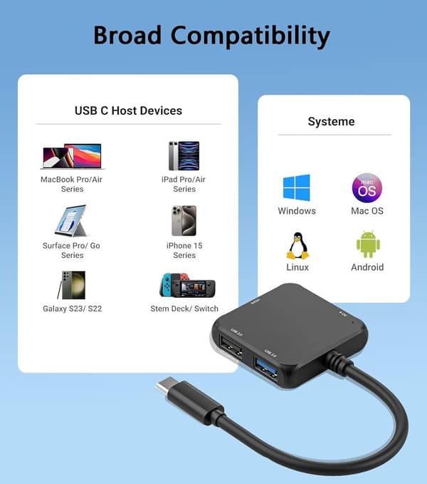 USB C Hub HDMI 4-i-1 USB C til HDMI 4K Adapter med PD 100W til MacBook Switch