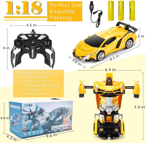 Fjernstyrte biler Transformer Robot RC Biler En-knapps deformasjon og 360 graders roterende drifting