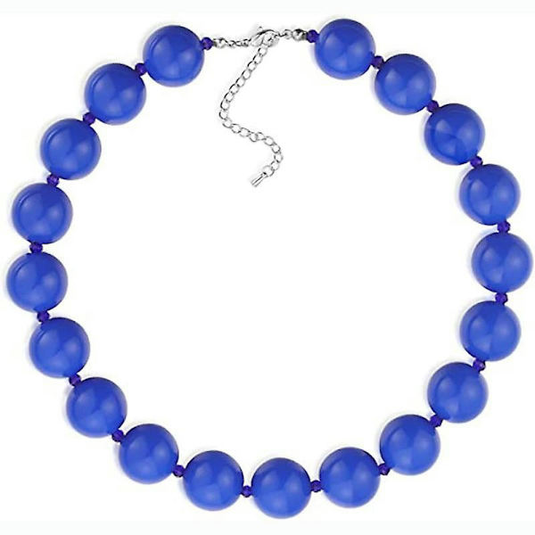 Akryl Halsband med Stora Pärlor Bubble Gum Halsband Blue