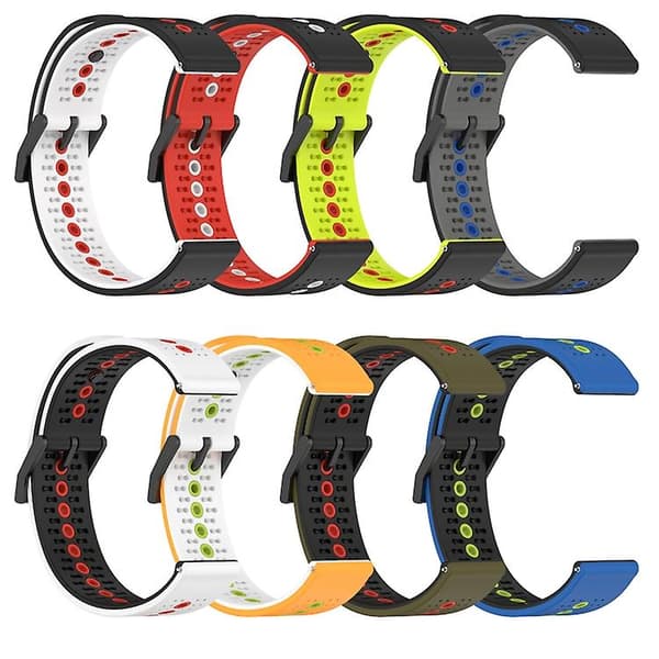 Til Garmin Forerunner 55 20mm Tricolor åndbart silikone urbånd Black-White-Red